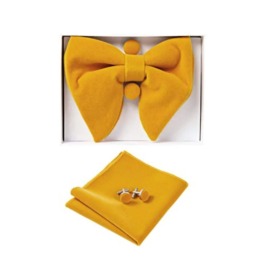 

GULEON Men olid Plaid Velvet Pre-tied Adjutable Bow Tie and Pocket quare Cufflink et with Gift Box