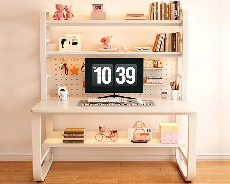 

Hole board desk bookshelf integrated Internet celebrity computer Home study Simple table Bedroom