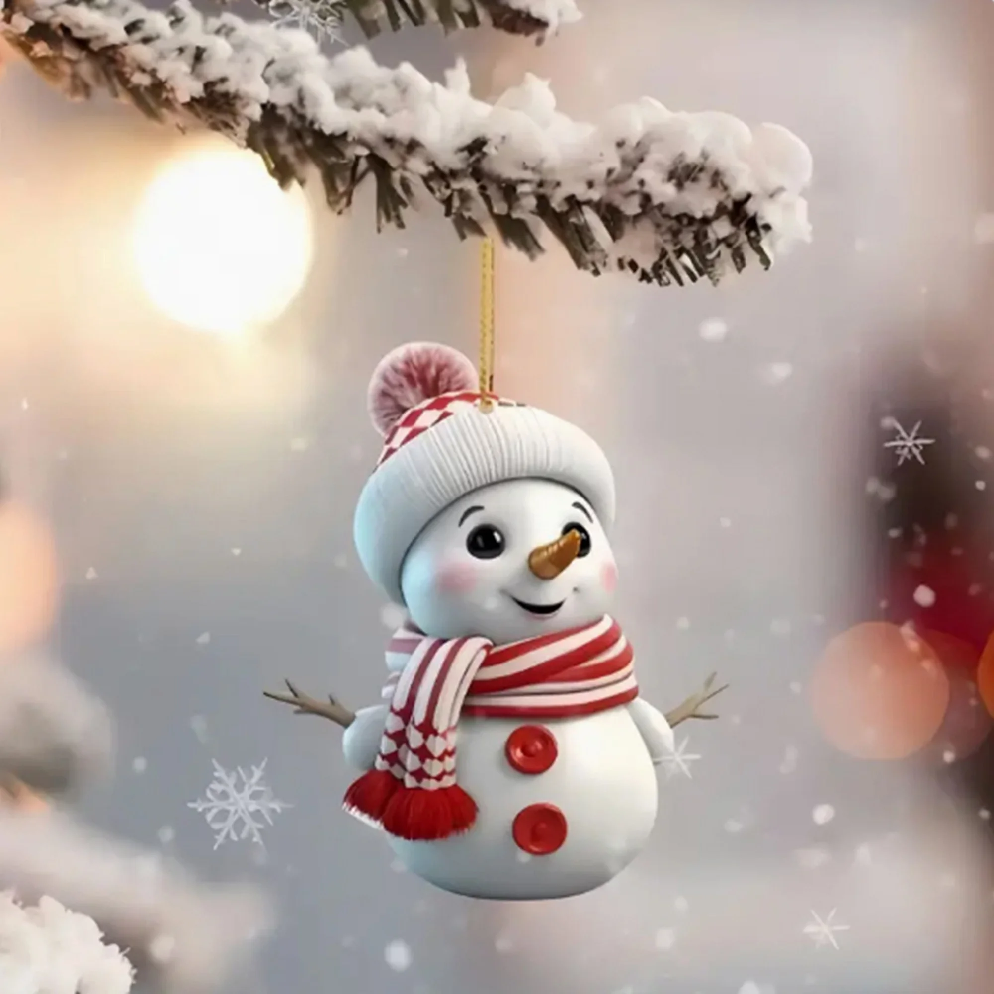 10 Stück/5 Stück Weihnachts-Autospiegel-Ornamente - Schneemann Acryl-Hängedekorationen für Baum, Weihnachtsdekoration – Detail 10