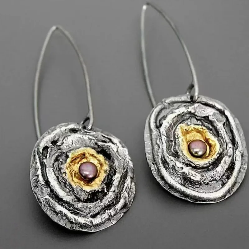 

Niche medieval ear hook temperament painting oil earrings, retro new Chinese earrings, ethnic style earrings design sense