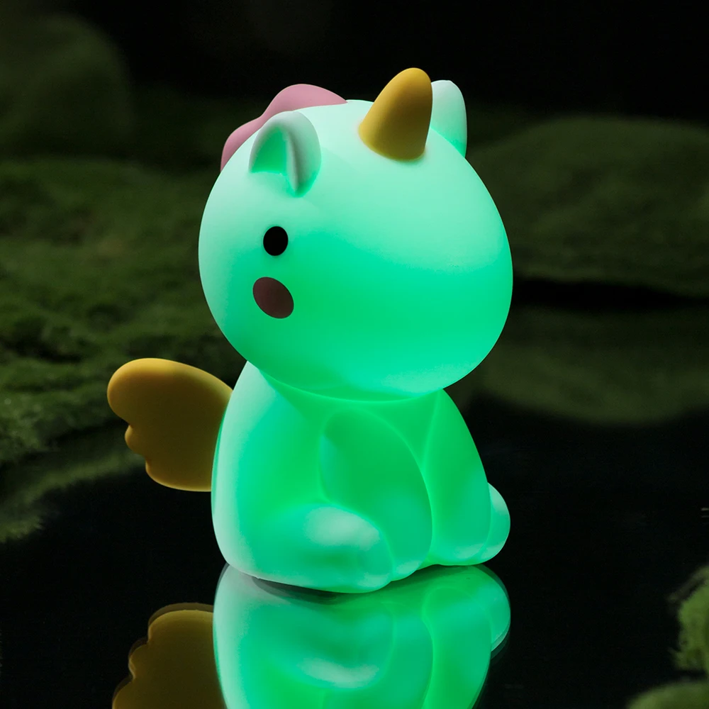 Unicorn Cute Silicone LED Nightlight for Kids USB Charging Cartoon Animal Bedroom Decor Touch Nightlight Gift