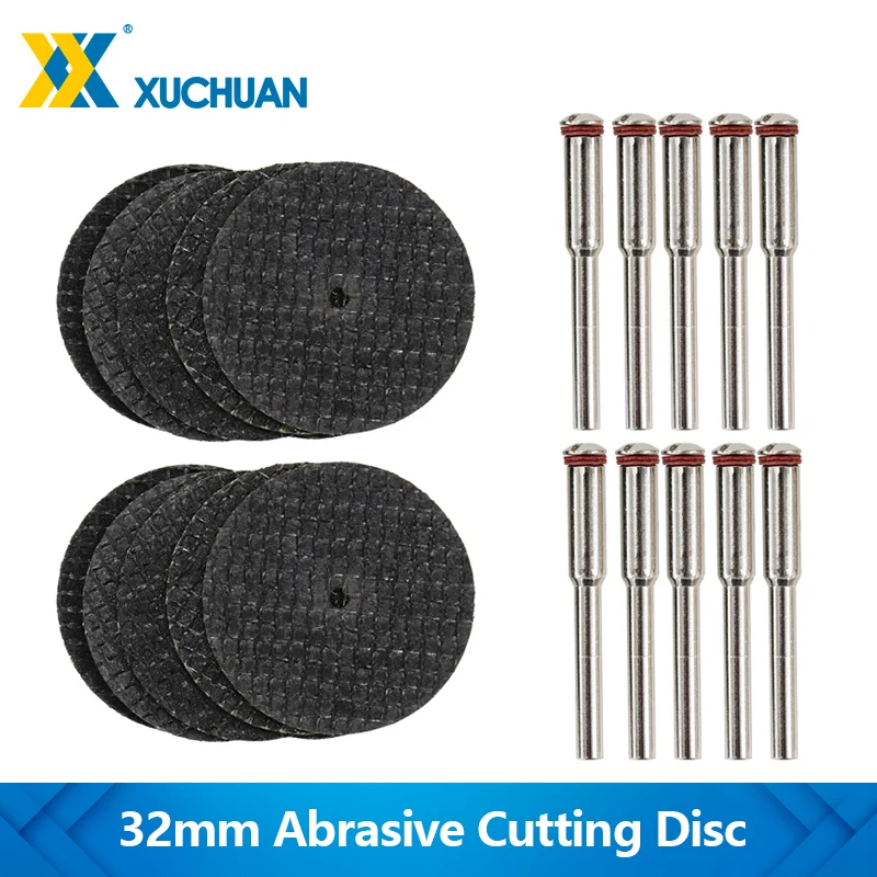 20pcs Abrasive Cutting Disc 32mm Metal Cutting Disc Blade Grinding Wheels With Mandrels for Dremel Rotary Tool Accesories