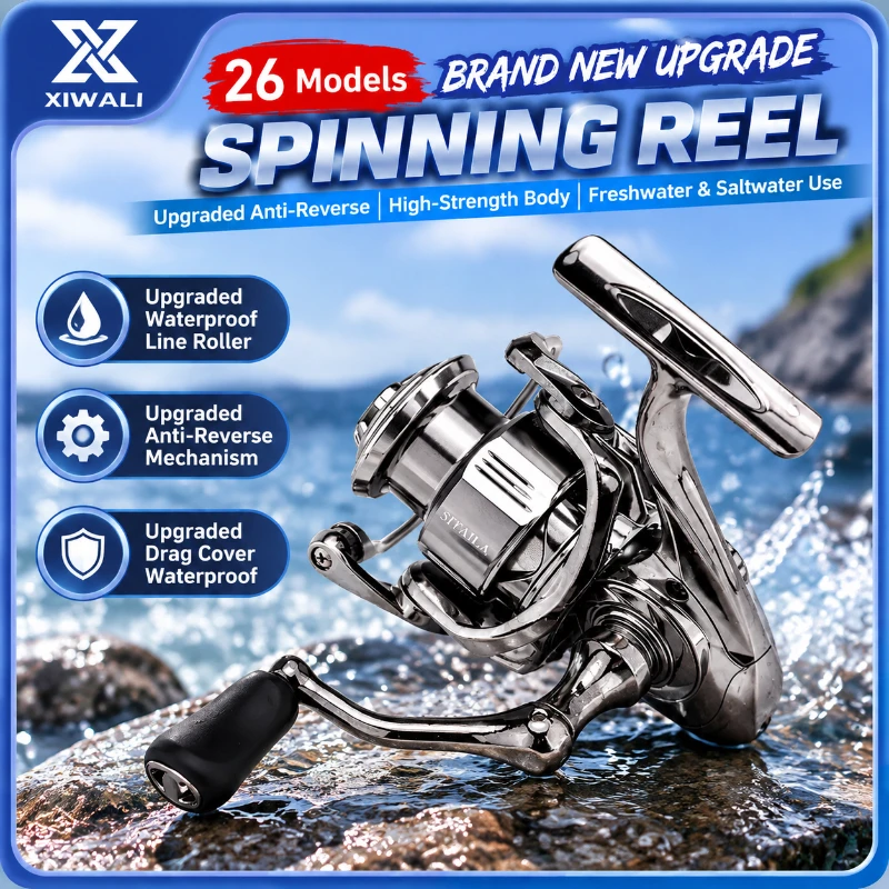 26 New XIWALI SITAILA Spinning Reel Upgraded Metal Spool Anti-Seawater Fresh & Salt Water Long Cast Micro Fishing Reel