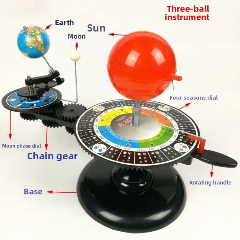 Sun-Earth-Moon Orrery Model Three-Ball Instrument Eclipse Principle Demonstrator Geographic Teaching Instrument Plastic Material