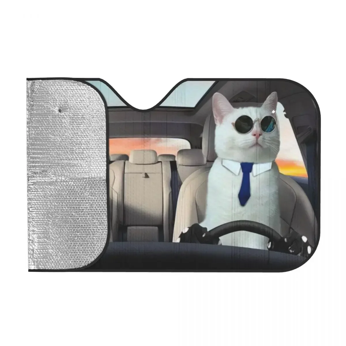 LOVELY COUPLE WHITE CATS Car Sunshades Reflector Anti Uv Funny Custom Car Sunshade Sun Shade