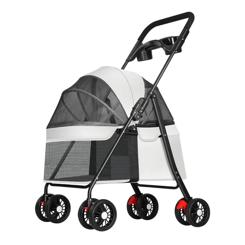 

Custom Lightweight Foldable Pet Cat Dog Stroller New Design Teddy Baby Cart for Outdoor Use with Adjustable Feature