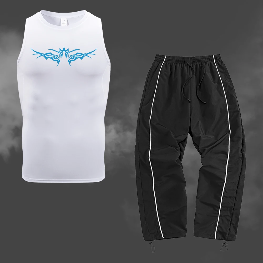 Men's Printed Sleeveless Vest And Casual Pants 2 Piece Set Quick Drying Breathable Stylish Casual Suit 2026 Summer New Arrival