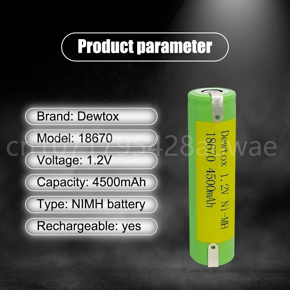 1.2V 17670 17650 18670 7/5A 4/3A 4500mah Ni-Mh Rechargeable Battery Cell With Welding Pins for Electric Shaver Toothbrush