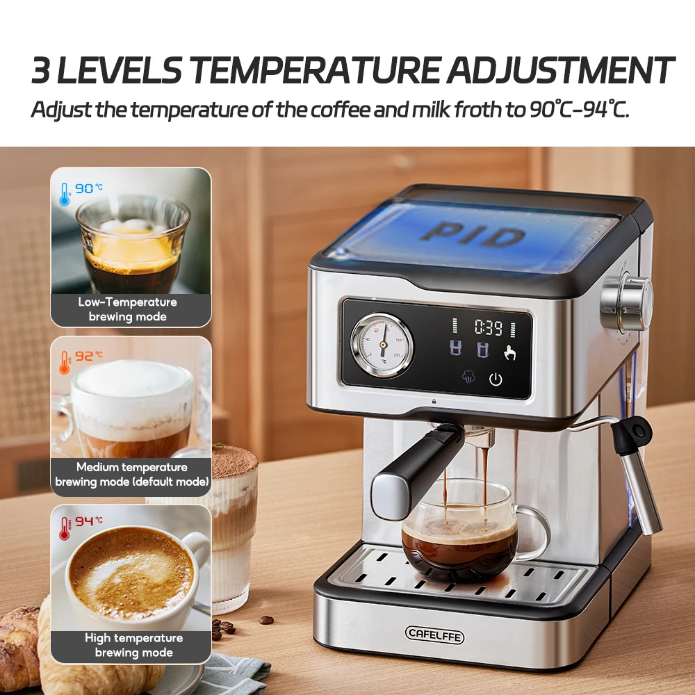 CAFELFFE Atacado em Estoque Espuma de Leite a Vapor Controle Inteligente de Temperatura Latte Cappuccino Americano Cafeteira Espresso