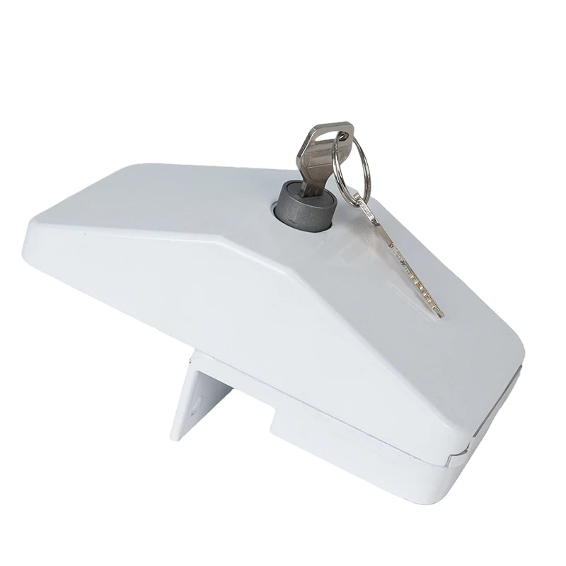 White Caravan Security Lock Sliding Door Frame Lock for Motorhome Garage Locker with 2 Keys
