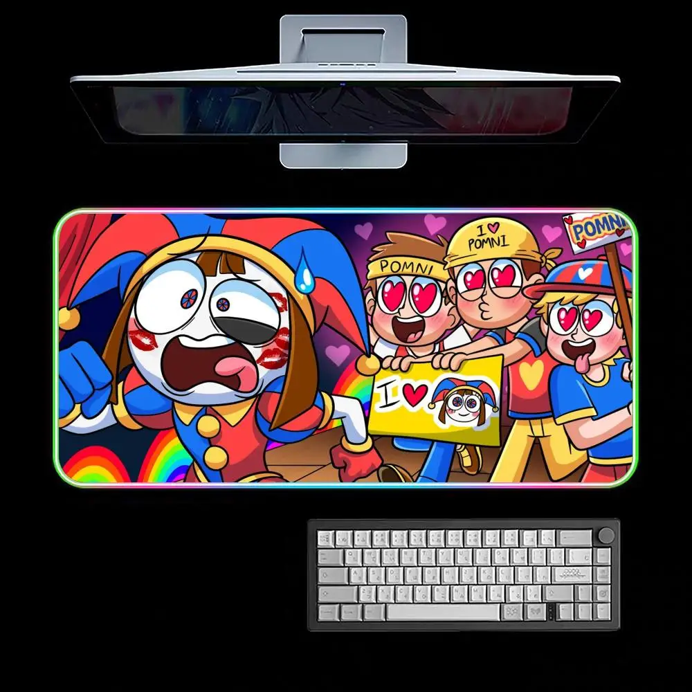 Cartoon The Amazing Digital C-Circus Mouse Pad RGB Gaming Mouse Pad Desk Mat HD Gamer Large LED Light XXL MousePads