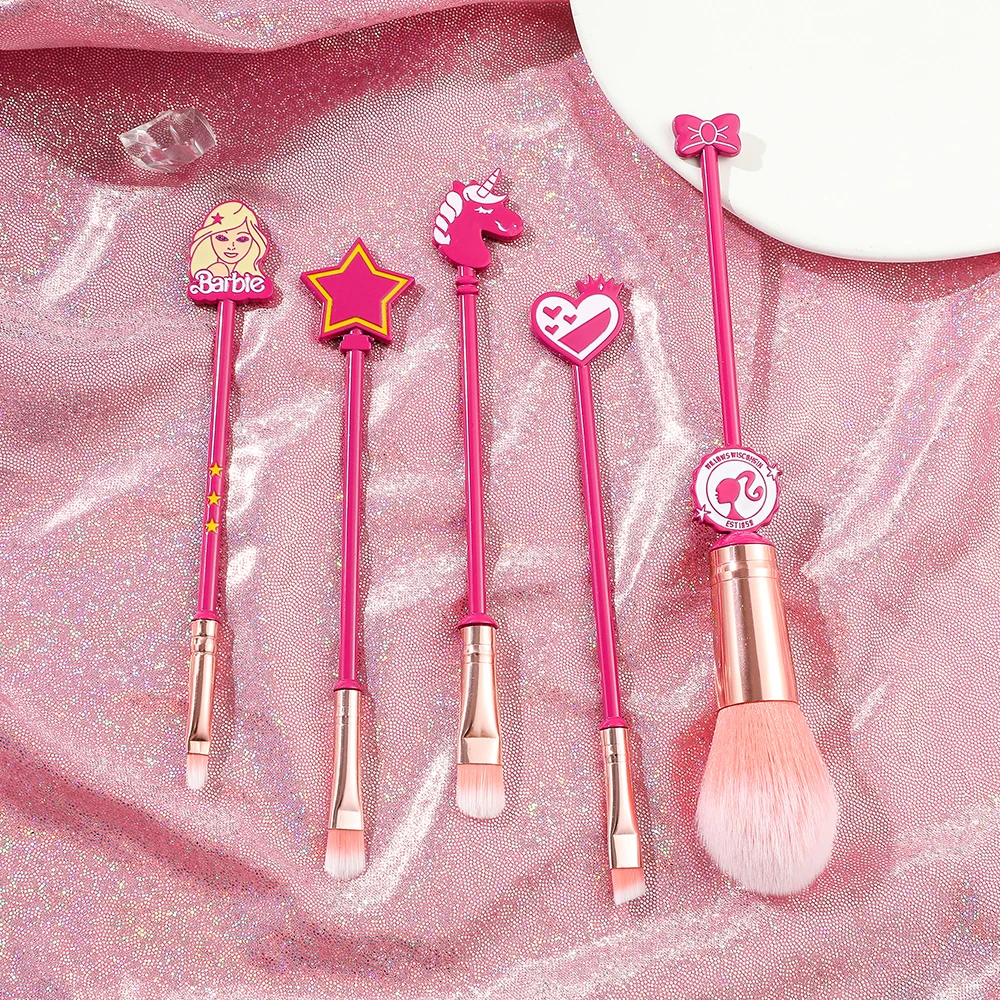 Barbie Princess Make-up Kwasten, Cosmetisch, Foundation, Poeder, Blush, Oogschaduw, Kabuki, Blending, Beauty Tools, 5st