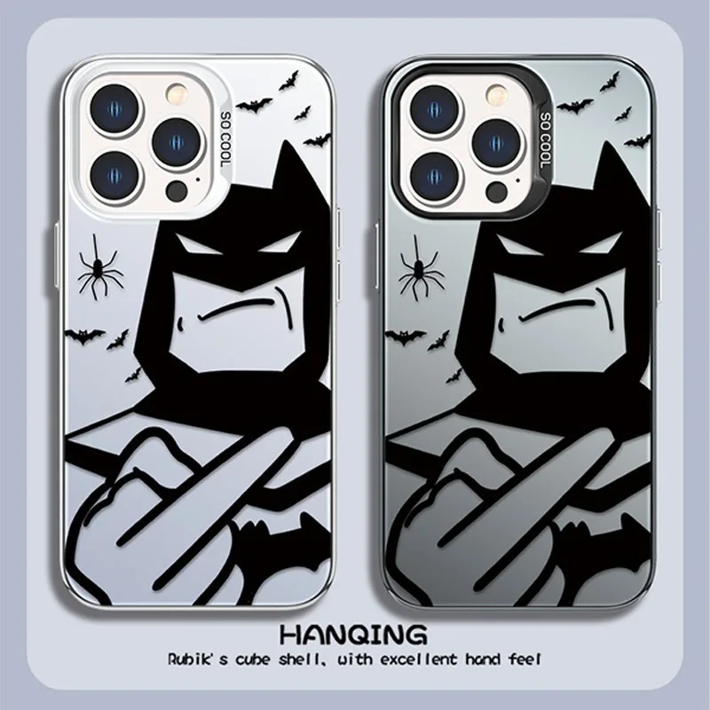 Marvel Batman Raises Middle Finger Funny Creative Phone Case For iPhone 16 15 14 13 12 11 Pro Max XR XS Max 7 8 Plus MINI Y2K