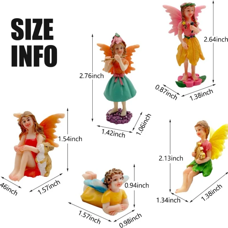 Garden Statues Fairies Set of 10 Pcs Miniature Garden Figurines Fairies Statues Outdoor Decor Garden Art Outdoor