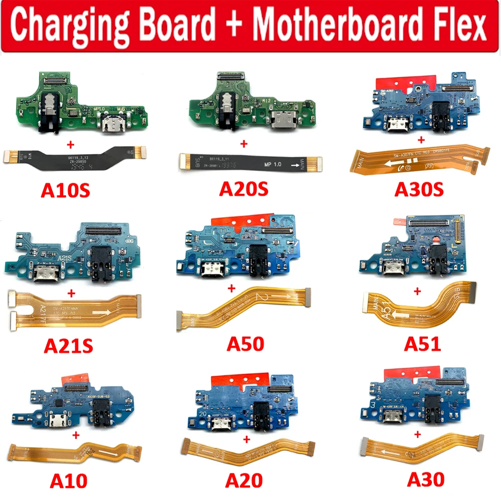 USB 충전 포트 보드 커넥터 부품 및 메인 마더보드 LCD 플렉스 케이블, 삼성 A70, A40, A10S, A20S, A30S, A50S, A21S, A217F 용, 신제품 