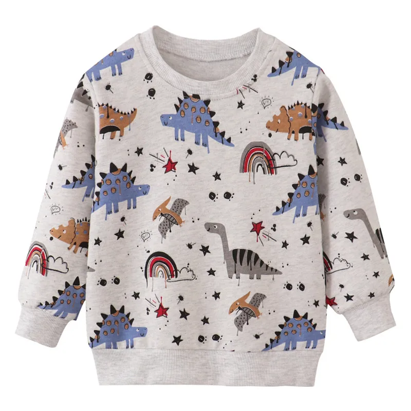 Jumping Meters New Autumn Spring  Boys Girls Sweatshirts Dinosaurs Printed Long Sleeve Fashion Hoodies Shirts Children's Wear