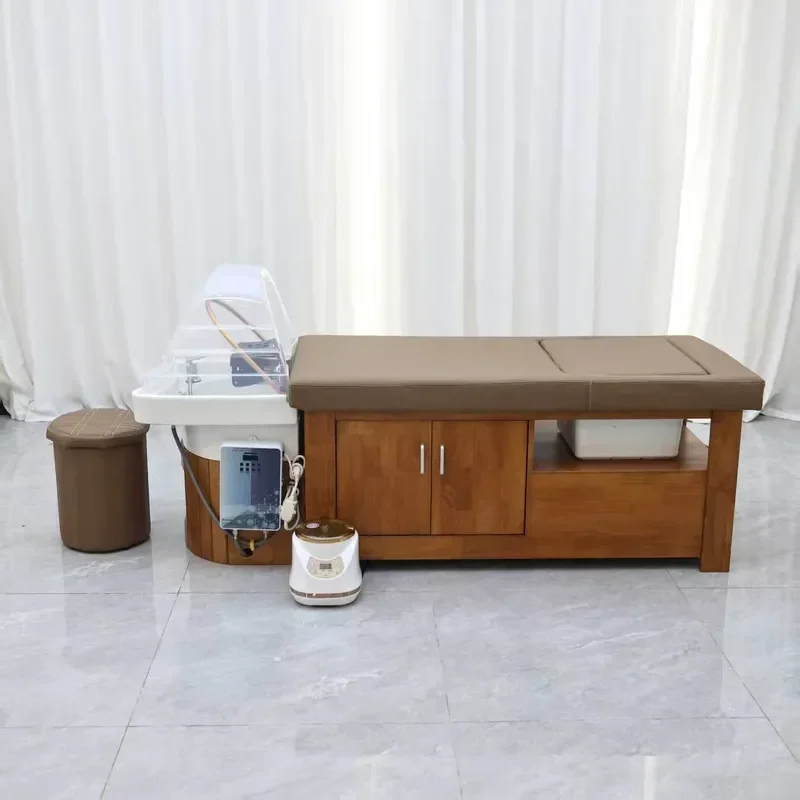 Shampoo Bed for Hair with Ceramic Basin Water Circulation Fumigation Head Treatment Beauty Spa Wash Station