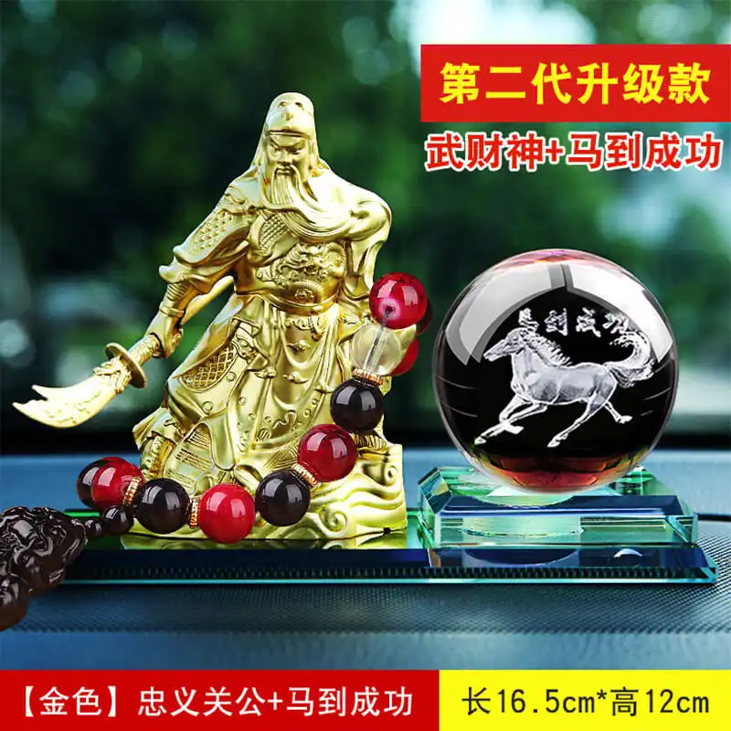 Maison société boutique voiture efficace argent dessin prospère affaires GUAN GONG bouddha chanceux succès cheval cristal FENG SHUI statue