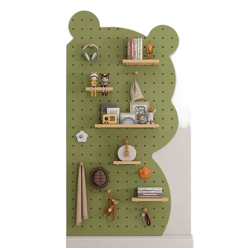 Solid Wood Door Back Rack with Panda Cutouts for Entryway Electric Box Concealment Customizable Wall Mounted Storage Shelf