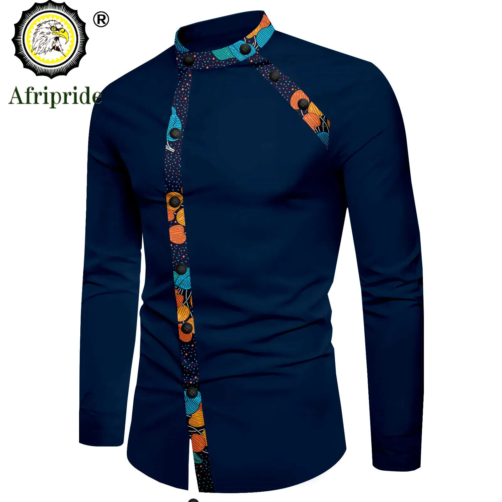 African Shirts for Men Print Clothing Dashiki Tops Ankara Formal Men Shirt Stand Neck Long Sleeve Slim Fit Crop Tops A2212013