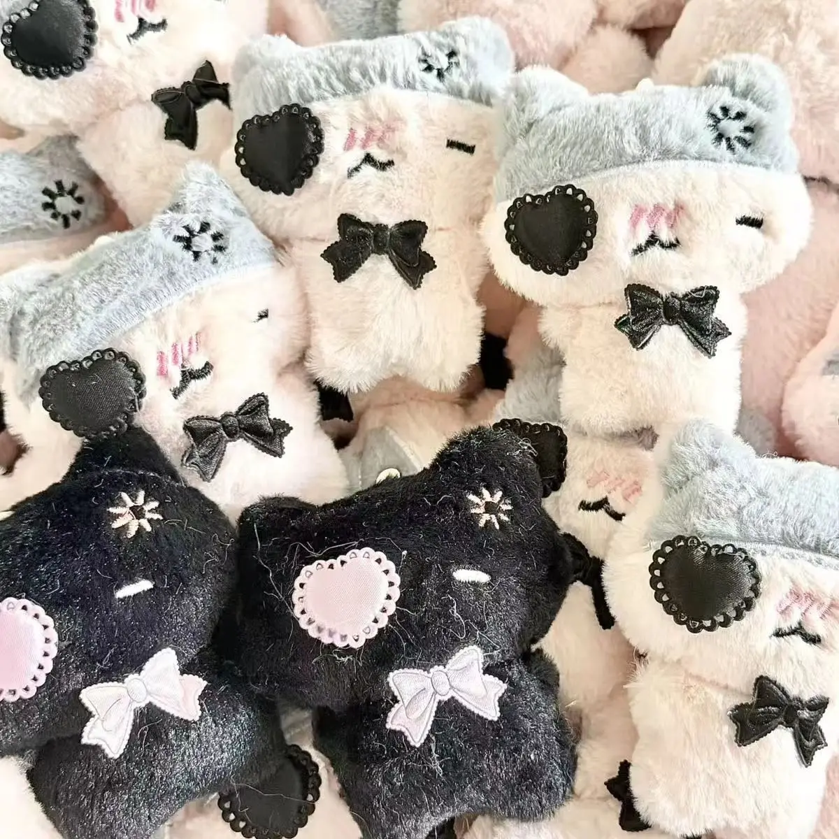1/2pcs Cute Cartoon Plush Kitty Keychain Kawaii Black & Pink Cat Doll Backpack Decoration Pendant Bag Charm Accessory Gift