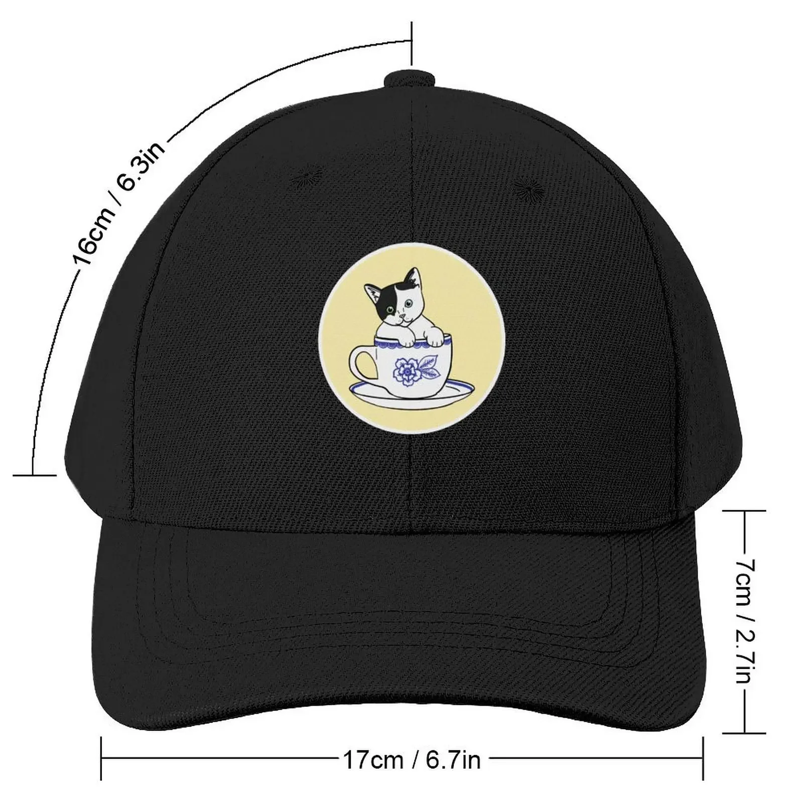 Kitten in a Teacup Baseball Cap tea Hat Big Size Hat Trucker Cap Sun Cap Golf Men Women's