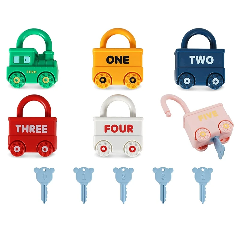 Multicolor Lock e Key Car Brinquedos, Combinando e Classificando Brinquedos, Early Learning Toy, 6 Pcs