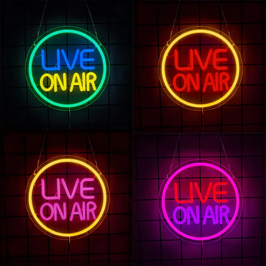 لايف على الهواء النيون تضيء علامات لديكور الحائط ، LED النيون تسجيل USB اتصال لغرفة الاستوديو جدار ديكور بار نادي ديكور