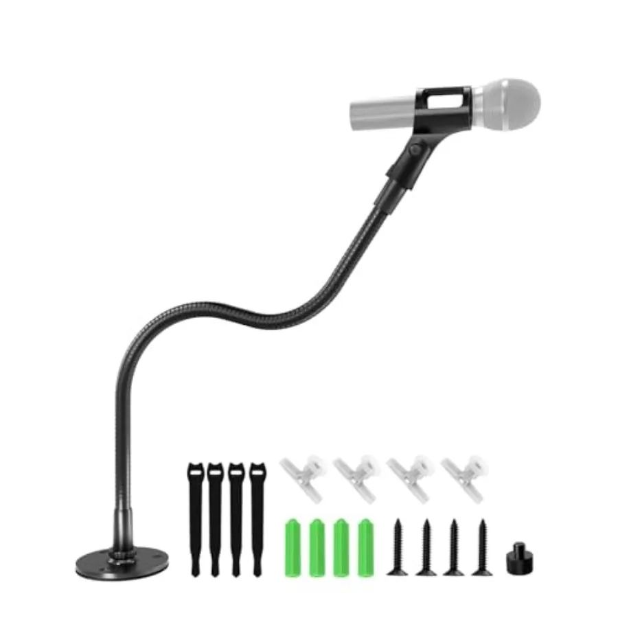 

19inch Gooseneck Microphone Stand Desktop Wall Mounted Heavy Duty ible Microphone Arm with Flange Mount Base Ideal for Podium S