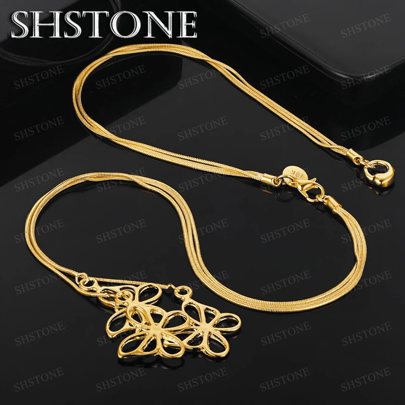 

New 18k Gold Butterfly Pendant 48cm Necklace High-Quality Beautiful Hot Jewelry Gift Women Engagement Party For Girlfriends