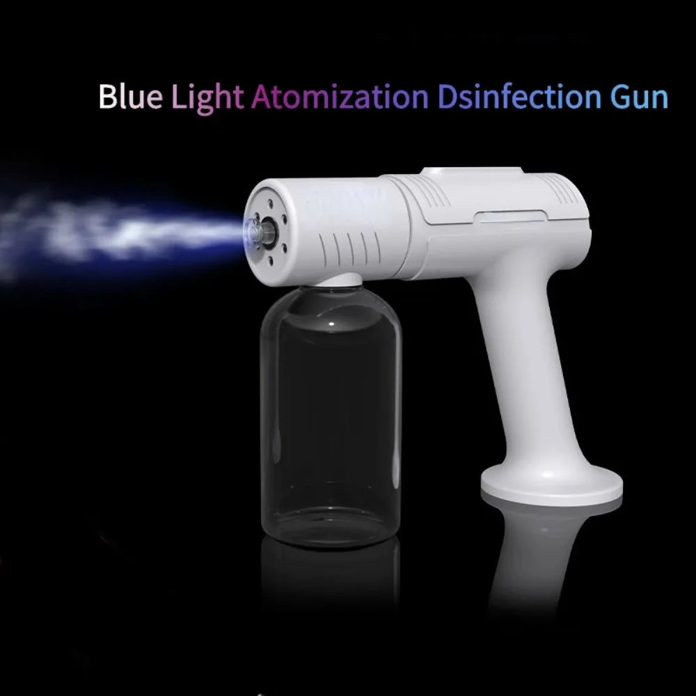 Pistola de desinfecção sem fio Nano atomização, luz azul recarregável, spray de vapor, umidificador portátil, pulverizador desinfetante