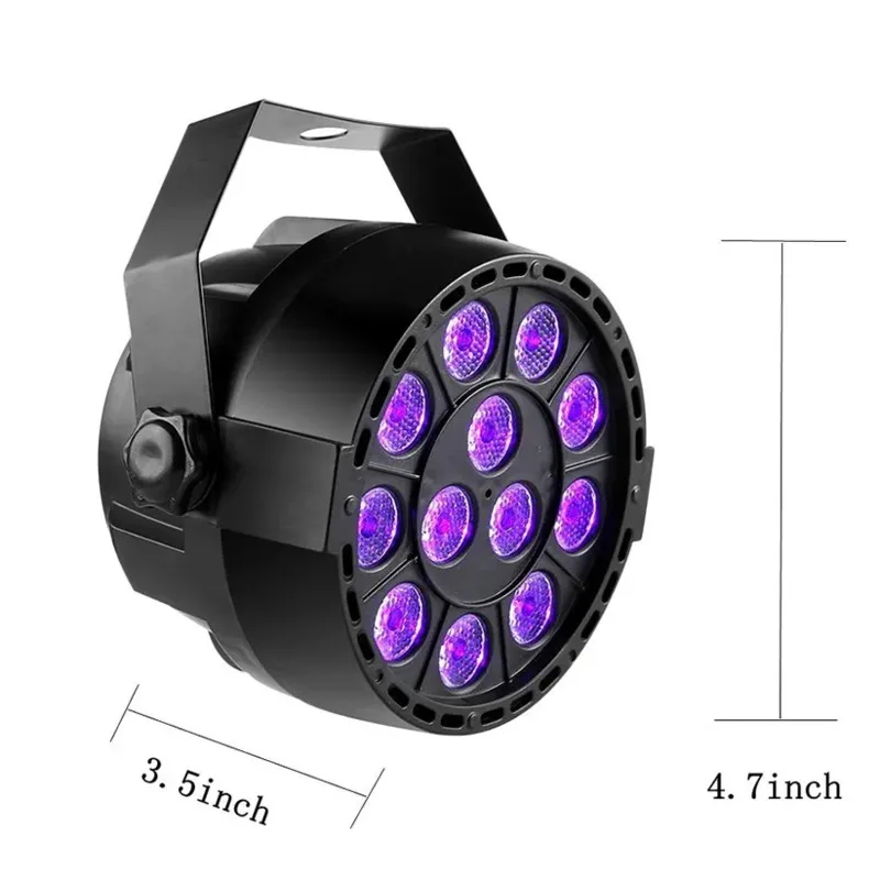 Mini UV Black Light Par 12 LED Blacklight Remote DMX512 Control For Glow In The Dark Home Party Halloween Christmas Fluorescent