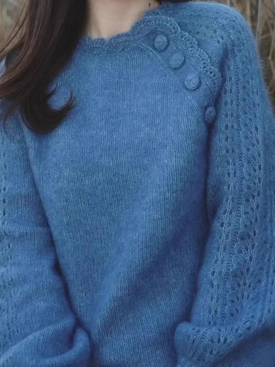 

Women's Knitted Loose Long Sve round Ne Sweater Versatile Comfortable Spring New Sle Casual Outerwear Soft Medium Thi