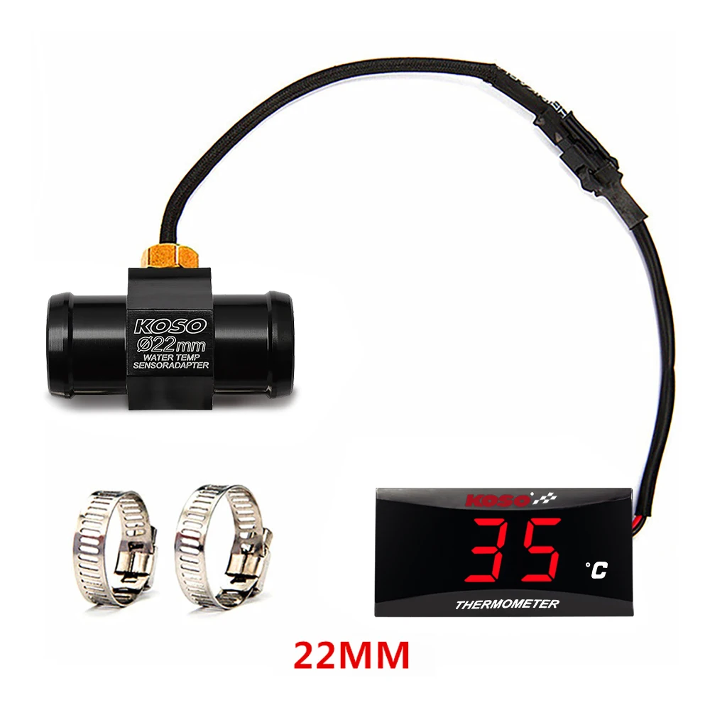 KOSO Motorrad Wassertemperatur Minimessgerät Universal LCD Digitaler Bildschirm Sensor Thermomete SAMCI Temperaturanzeige