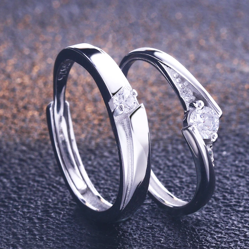 

Fashion Jewelry Wedding Rings White Gold 18k Couple 925 Sterling Silver Couple Zircon Ring