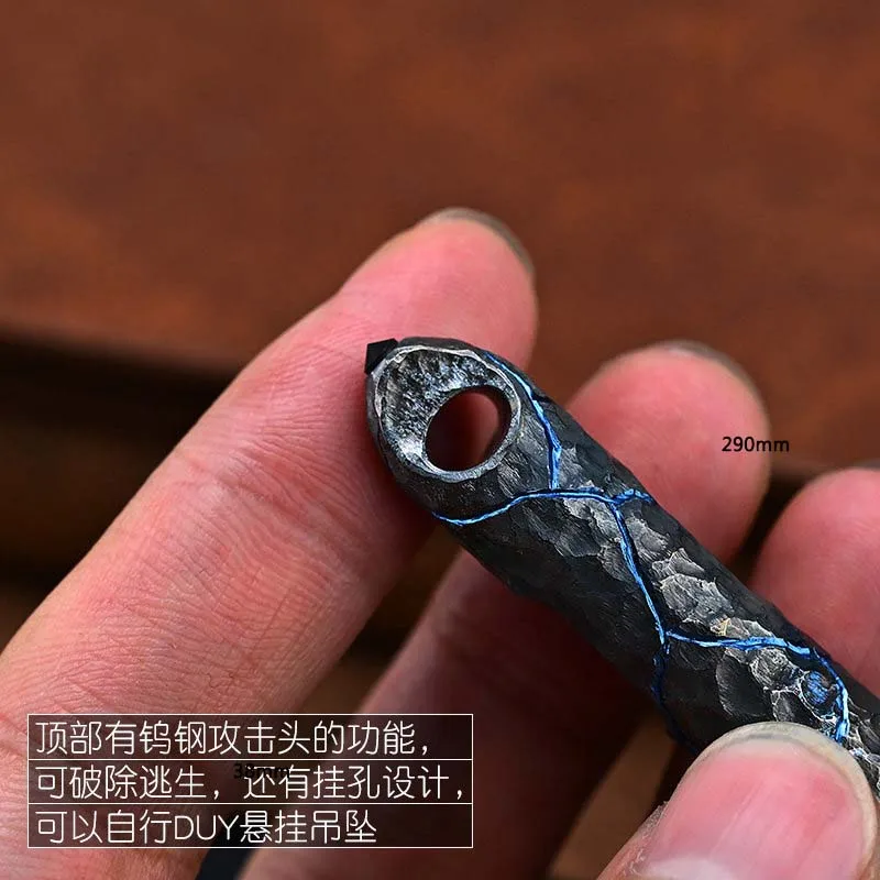 Outdoor Portable EDC Creative Hand Carved Titanium Alloy Tungsten Steel Head Tactical Pen Car Emergency Window Breaking Tool