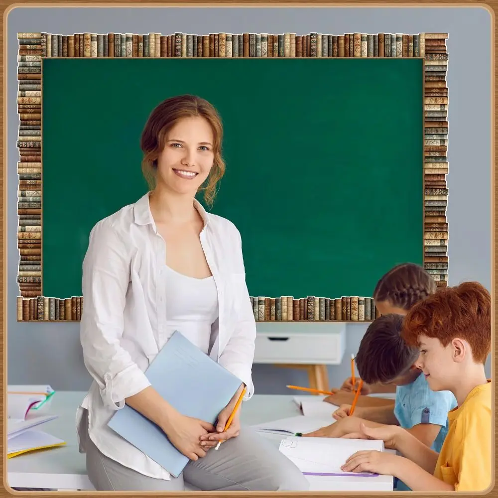 Self Adhesive Blackboard Border Sticker 10m/roll Flower Classroom Border Sticker Cartoon Print Waterproof Wall Border Sticker