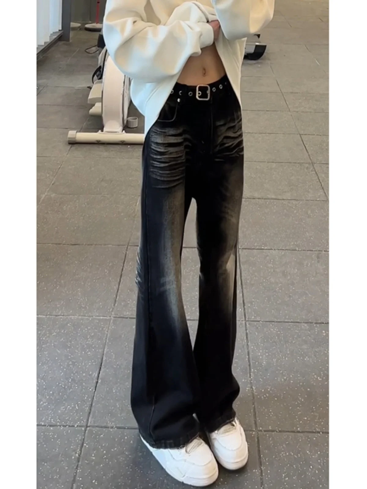 

American Retro Waed Bla Jeans Men's Cleanfit Flared Straight Leg High Street Vibe Long Pants Youth Faion Straight Tube