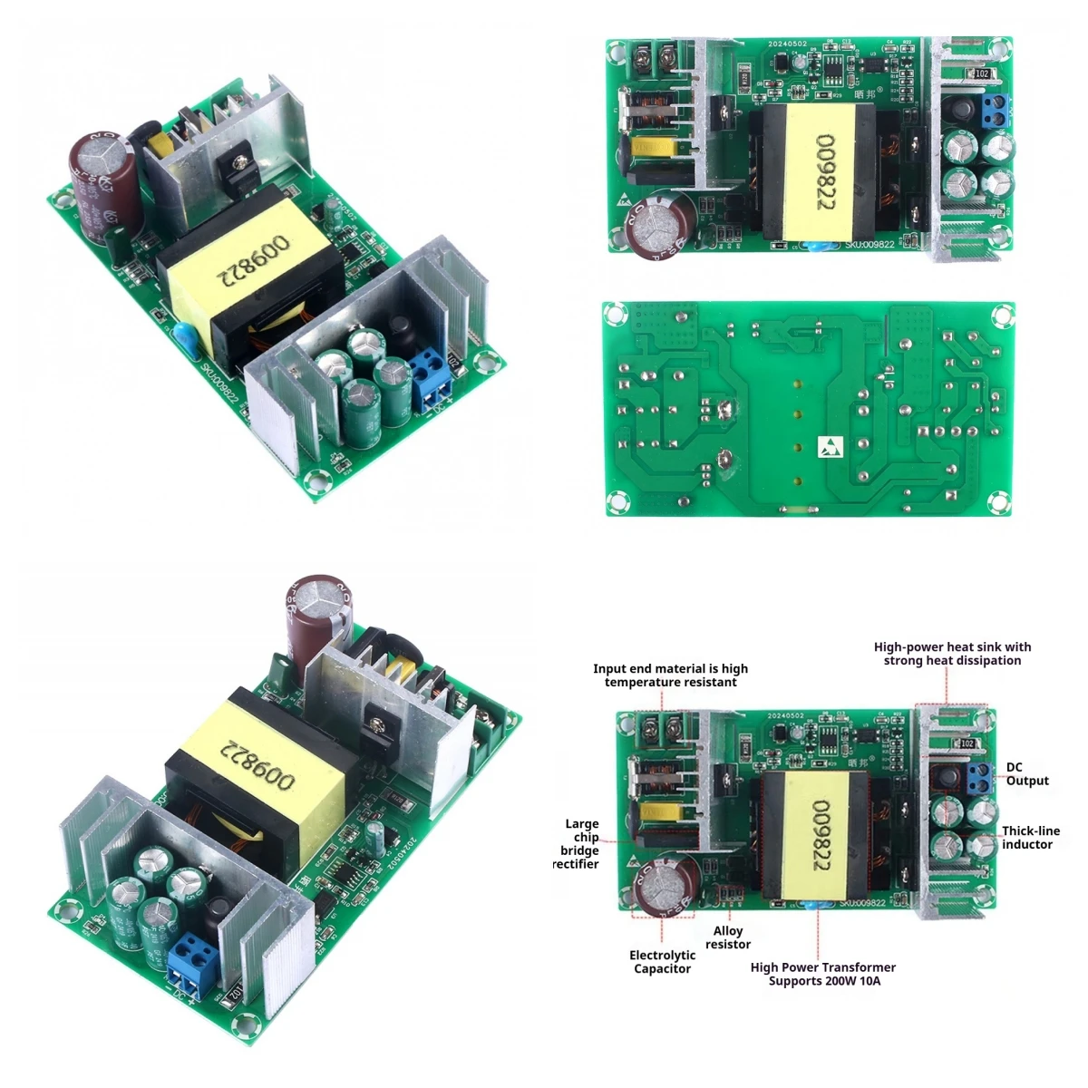 

24V 9A Switching Power Supply Module 220W High-power Isolated Power Supply Bare Board AC110-245V to DC24V 9A Power Supply Board