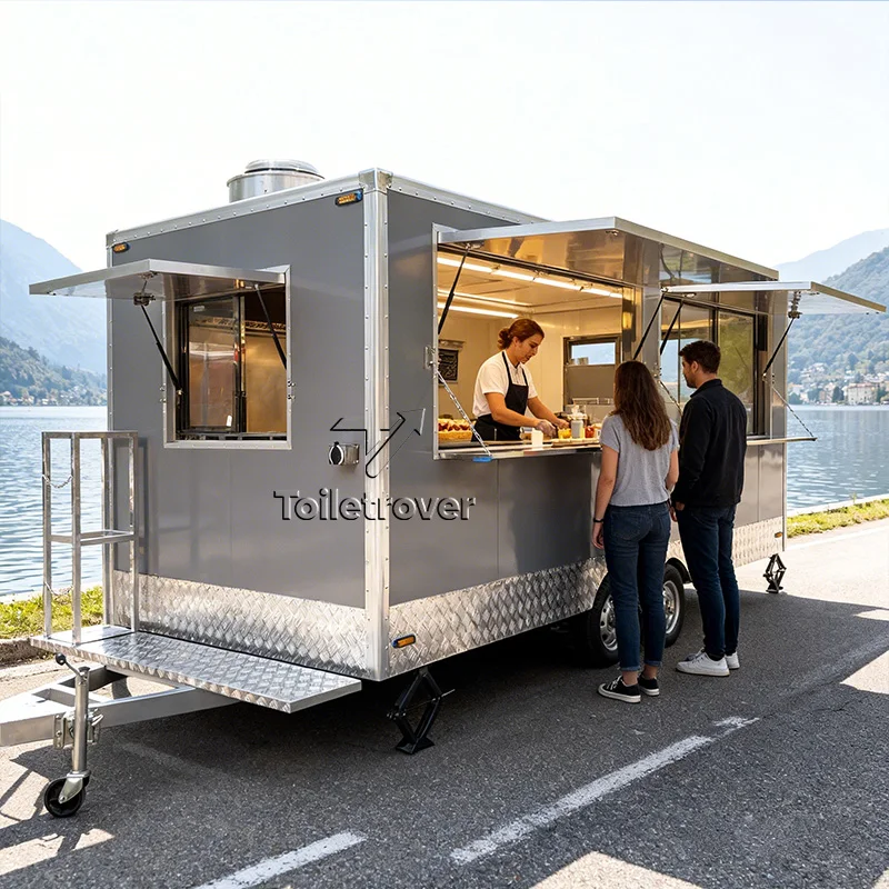 Remolque de Comida Callejera, Carrito de Comida Móvil, Remolque de Comida para Doner Kebab, Camión de Pizza, Remolque de Comida Comercial Totalmente Equipado