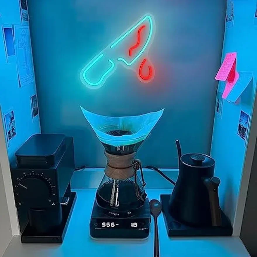 Bloody Knife Neon Sign For Home Wall Decor LED Neon Light For Bedroom Game Room Decor USB Powered Night Light For Bar Shop Gifts