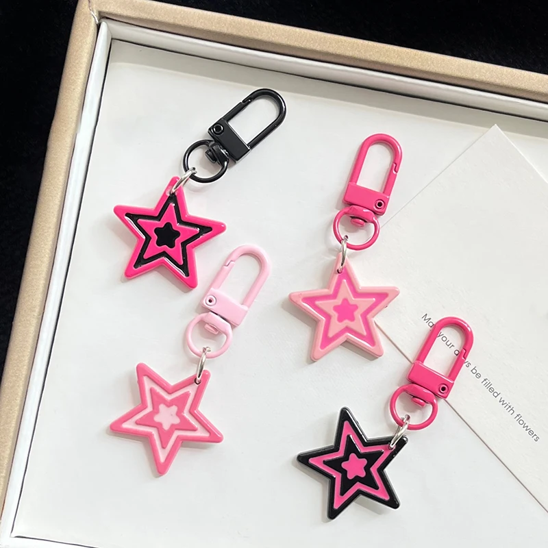 Cartoon Rose Red Five-pointed Star Keychain Doll Keychain Pendant Cute And Creative Girl Bag Decoration