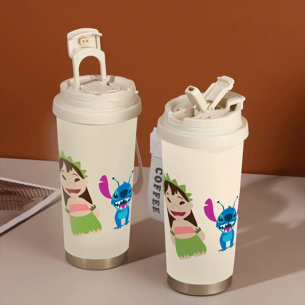 

Stitch Straw Cup Portable Women Cartoon Insulated Cups Stitch Angel Anime Summer Lilo & Stitch Birthday Gifts