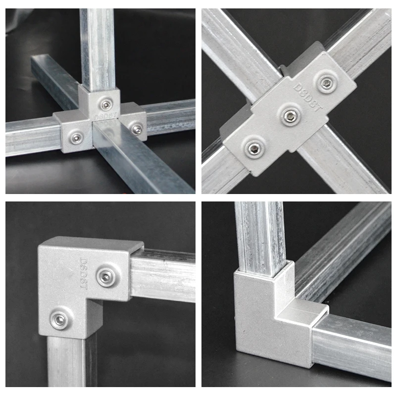 Rack Aluminum Alloy Square Tube Fixed Pipe Clamp Connector Accessories Aluminum Alloy Elbow Three-way Square