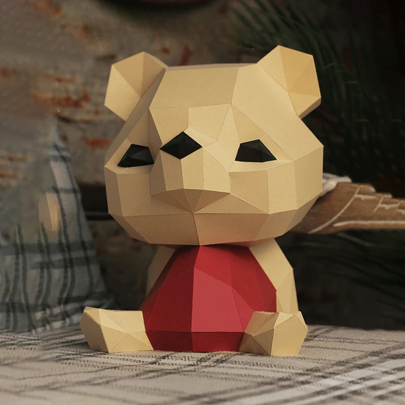 Simpatico orsetto modello di carta decorazioni per la casa decorazione da scrivania ornamento della stanza papecraft puzzle 3D fai da te giocattoli creativi fatti a mano