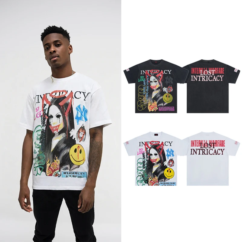 

2025 harajuku New man t shirts Graffiti style streetwear cotton fashion graphic t shirts Men's clothing highquality printing top
