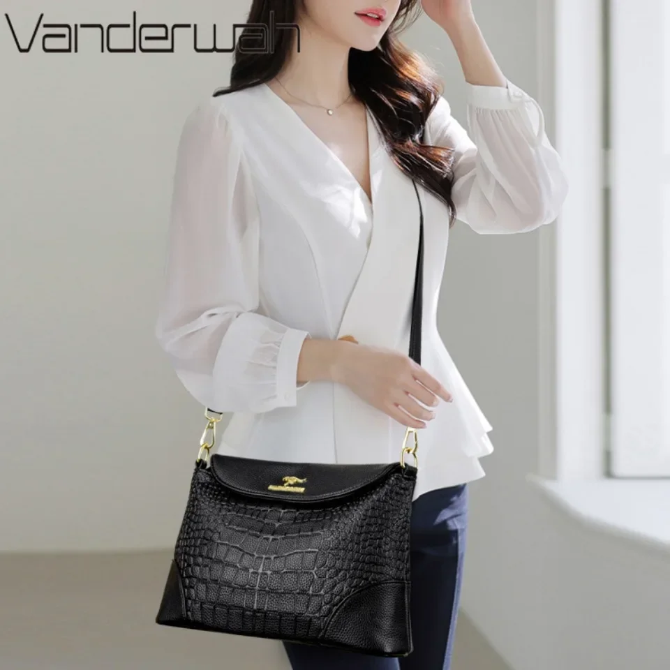 VANDERWAH Luxury Designer Shoulder Bags for Women High Quality Soft Leather Crossbody Bag Ladies Fashion Commute Purse Versatile