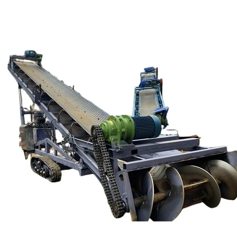 Huangsha mound pick-up conveyor, crawler chassis slag scraping machine