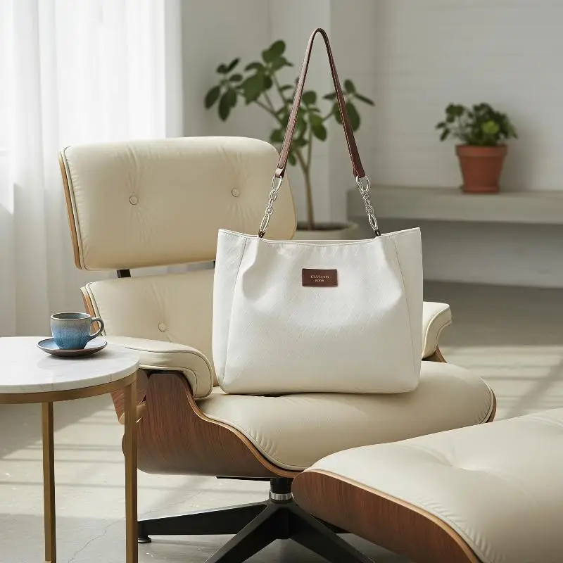 Lightweight Embossed Argyle Women Tote Bag Large Capacity Comfortable Strap Shoulder Handbag for Commute Travel Work