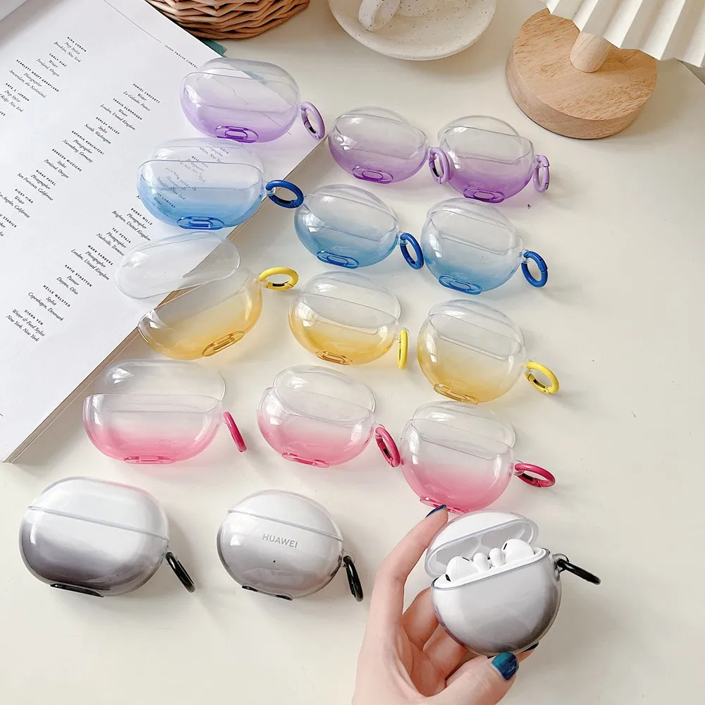 Прозрачный чехол из ТПУ с градиентом ярких цветов для Huawei Freebuds 4i 5i 4 3 Pro, защита для беспроводных наушников, мягкий силиконовый чехол